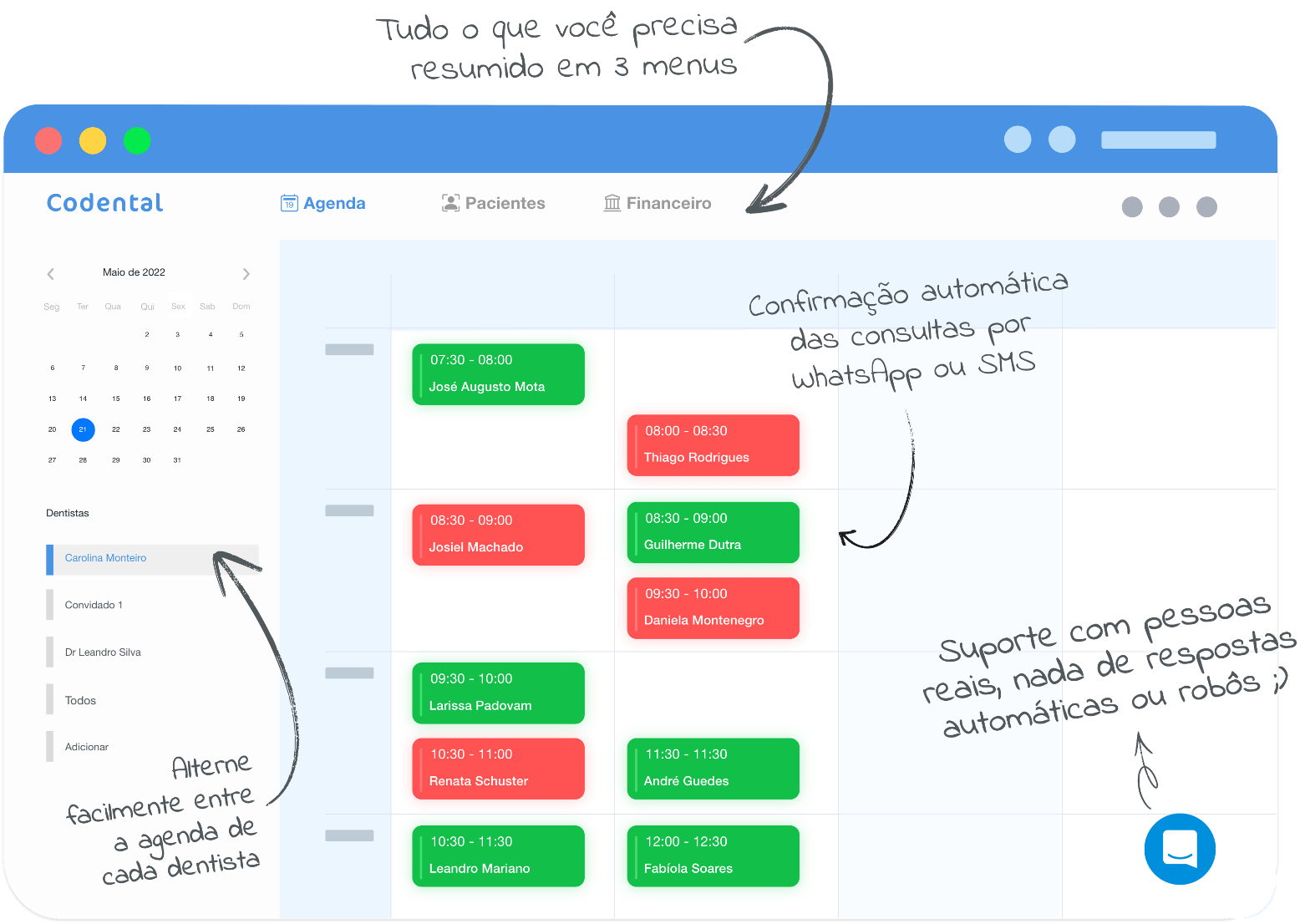 Agenda do software odontológico Codental