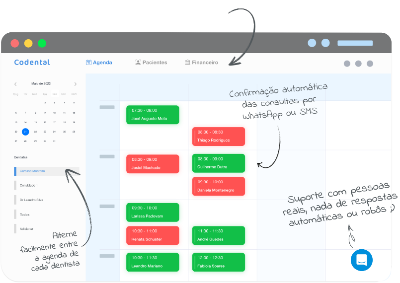 Agenda do software odontológico Codental
