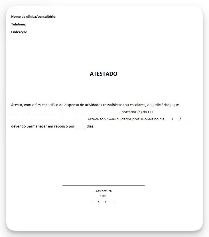 Atestado de Afastamento Clinica